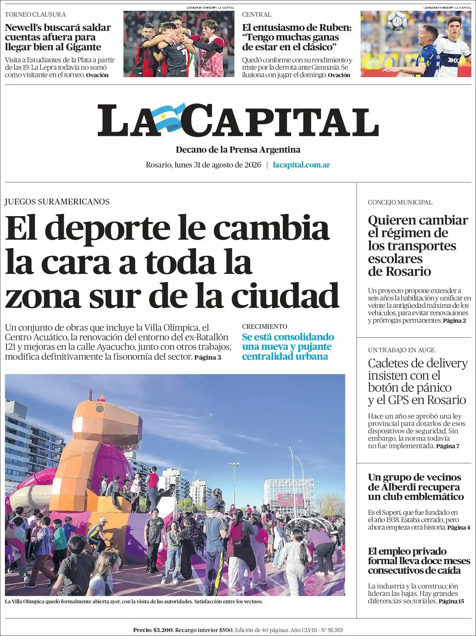 Estudios Max | RADIO BICENTENARIO DIGITAL - Tapa del diario La Capital Rosario
