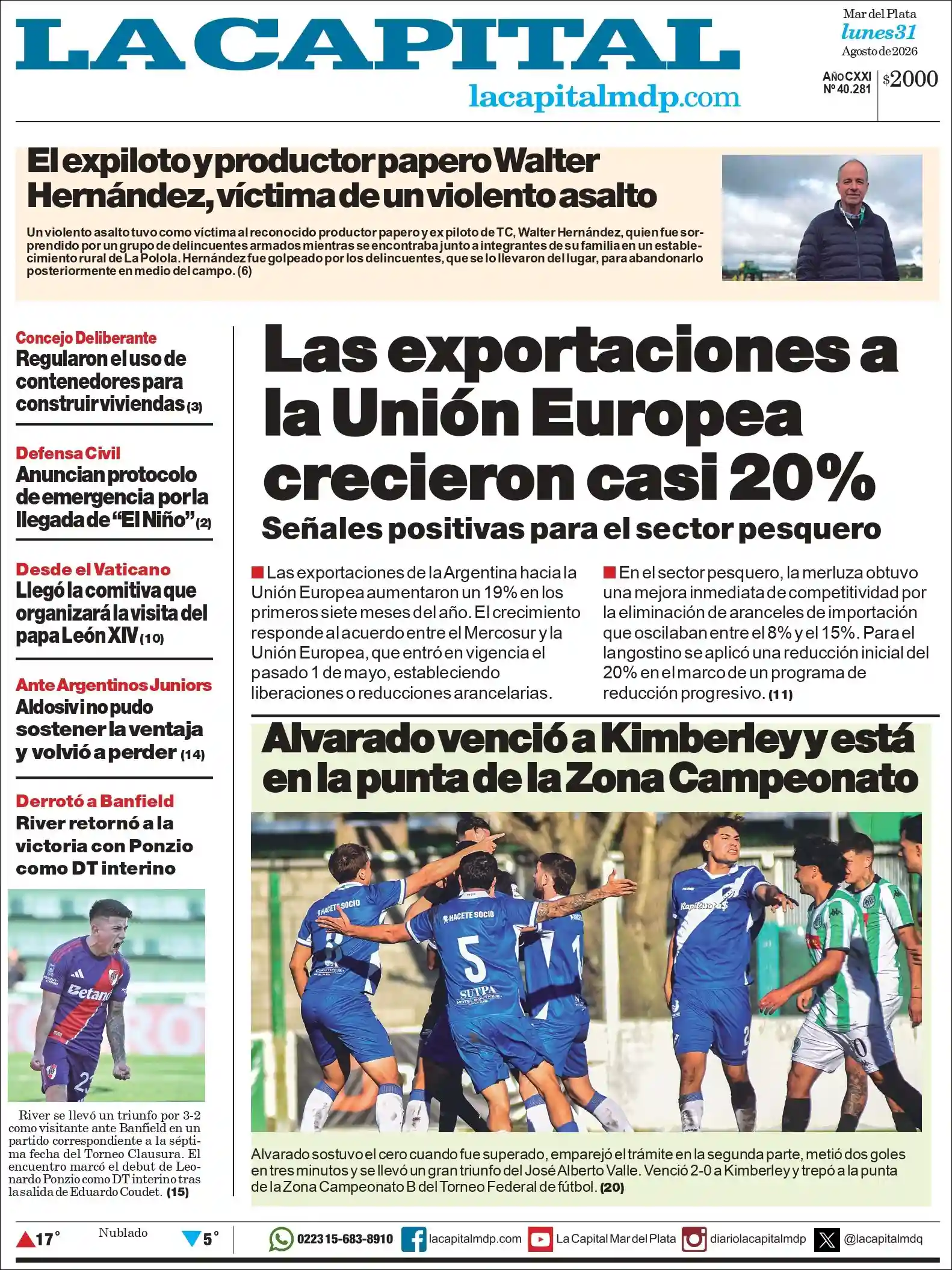 Estudios Max | RADIO BICENTENARIO DIGITAL - Tapa del diario La Capital