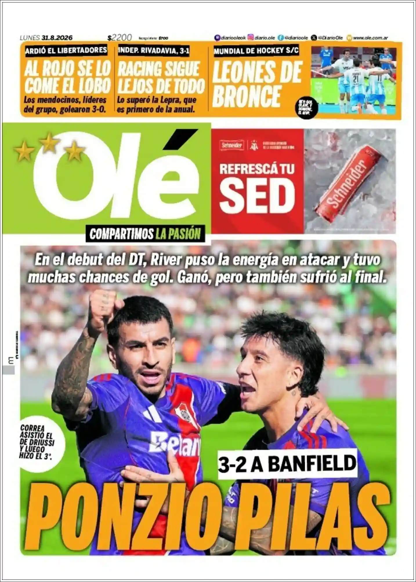 Estudios Max | RADIO BICENTENARIO DIGITAL - Tapa del diario Ole
