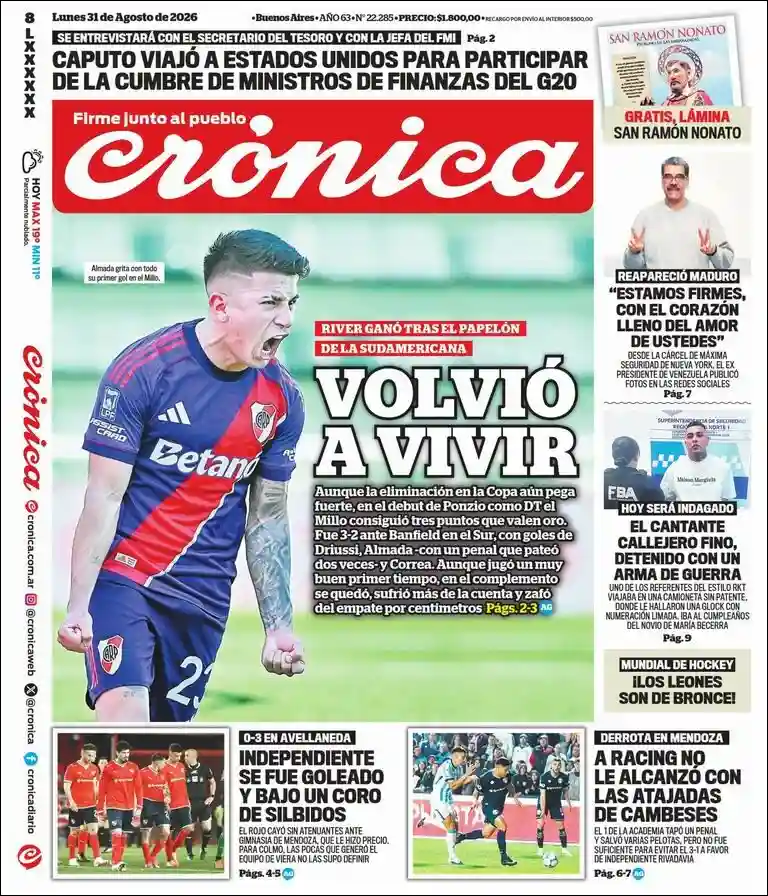 Estudios Max | RADIO BICENTENARIO DIGITAL - Tapa del diario Crónica